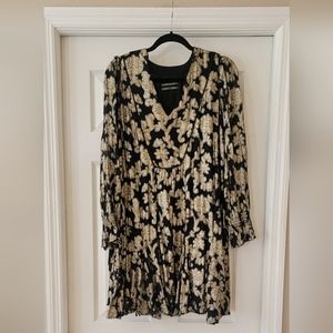Anthro black and gold party dress